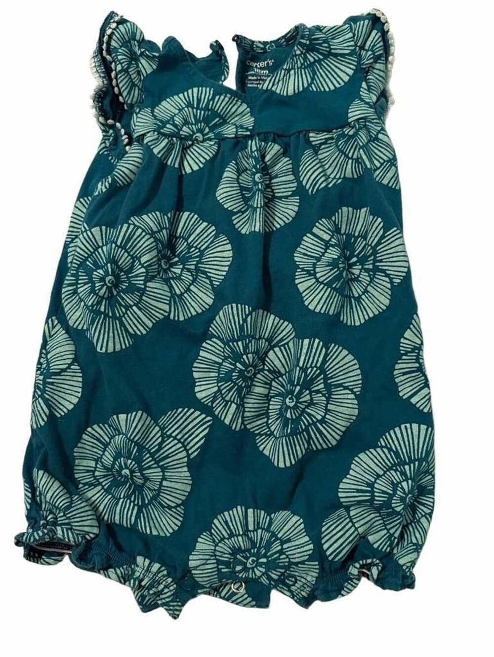 Carter's Teal and Mint Floral Print Baby Romper